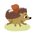 Hedgehog and mushroom vector illustration Royalty Free Stock Photo